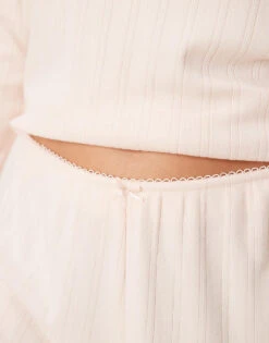 Abercrombie & Fitch Nightwear Flippy Pointelle Short Co-ord In Light Pink For Women Pink Rose -Abercro Clothing Shop 207915609 4