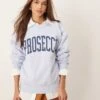 Abercrombie & Fitch Varsity Slogan Crewneck In Blue For Women -Abercro Clothing Shop 207915610 1 blue