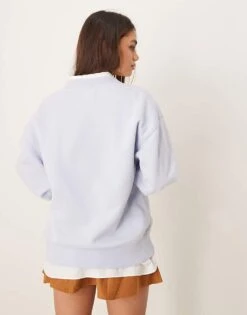 Abercrombie & Fitch Varsity Slogan Crewneck In Blue For Women -Abercro Clothing Shop 207915610 3