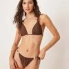 Abercrombie & Fitch Swim Tie Side Bikini Bottom With Bead Detail Co-ord In Brown For Women -Abercro Clothing Shop 207915618 1 brown