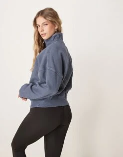 Abercrombie & Fitch Quarter Zip Sweatshirt In Indigo For Women Green -Abercro Clothing Shop 207915655 4