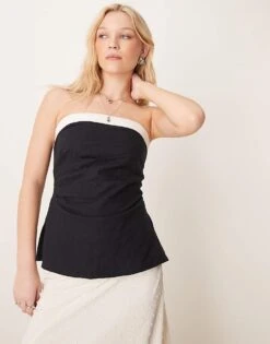 Abercrombie & Fitch Sleeveless Linen Tube Top In Black For Women