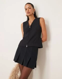 Abercrombie & Fitch Zip Detail Waistcoat In Dark Black For Women -Abercro Clothing Shop 207915664 1 black 1