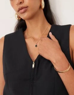 Abercrombie & Fitch Zip Detail Waistcoat In Dark Black For Women -Abercro Clothing Shop 207915664 3