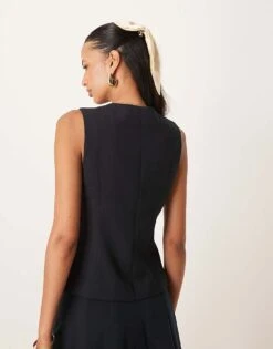 Abercrombie & Fitch Zip Detail Waistcoat In Dark Black For Women -Abercro Clothing Shop 207915664 4