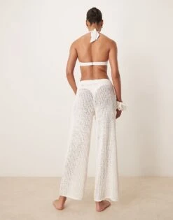 Abercrombie & Fitch Swim Sheer Knitted Trouser In White For Women -Abercro Clothing Shop 207915721 3