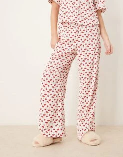 Abercrombie & Fitch Nightwear Cropped Trouser Co-ord In Cherry Print For Women
