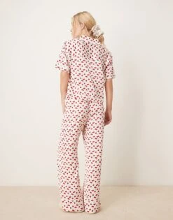 Abercrombie & Fitch Nightwear Cropped Trouser Co-ord In Cherry Print For Women -Abercro Clothing Shop 207915745 4
