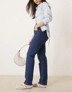 Abercrombie & Fitch Mid Rise Straight Jean In Dark Wash For Women Medium Wash -Abercro Clothing Shop 207915750 3