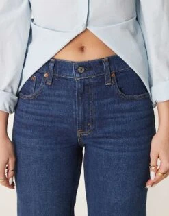 Abercrombie & Fitch Mid Rise Straight Jean In Dark Wash For Women Medium Wash -Abercro Clothing Shop 207915750 5