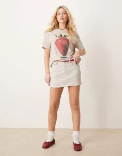 Abercrombie & Fitch Denim Mini Skirt In Light Grey For Women