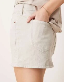 Abercrombie & Fitch Denim Mini Skirt In Light Grey For Women -Abercro Clothing Shop 207915797 4