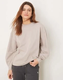 Abercrombie & Fitch Long Sleeve Top In Taupe For Women