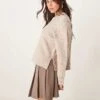 Abercrombie & Fitch Knitted Jumper In Taupe For Women