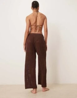 Abercrombie & Fitch Swim Sheer Knitted Trouser In Brown For Women -Abercro Clothing Shop 207915872 3