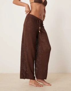 Abercrombie & Fitch Swim Sheer Knitted Trouser In Brown For Women -Abercro Clothing Shop 207915872 5