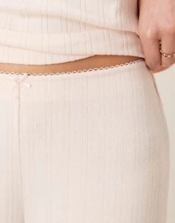 Abercrombie & Fitch Nightwear Pointelle Trouser Co-ord In Light Pink For Women Pink Rose -Abercro Clothing Shop 207915922 4