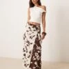 Abercrombie & Fitch Wrap Knot Detail Maxi Skirt In Brown Floral Print For Women Brown Print