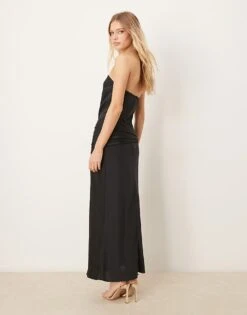 Abercrombie & Fitch Strapless Bow Detail Maxi Dress In Black For Women -Abercro Clothing Shop 207915937 4