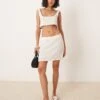 Abercrombie & Fitch Knitted Crochet Mini Skirt In Cream For Women