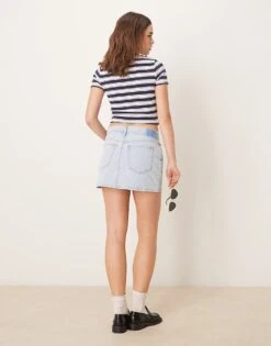 Abercrombie & Fitch Denim Mini Skirt In Blue Wash For Women Light Blue -Abercro Clothing Shop 207915979 4