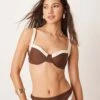 Abercrombie & Fitch Swim Wide Contrast Binding Bikini Top Co-ord In Brown For Women -Abercro Clothing Shop 207916014 1 brown
