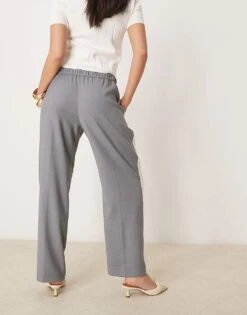 Abercrombie & Fitch Pull On Straight Leg Trouser With Pintuck Detail In Grey For Women -Abercro Clothing Shop 207916022 4