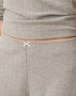Abercrombie & Fitch Nightwear Pointelle Trouser Co-ord In Light Grey For Women -Abercro Clothing Shop 207916036 4