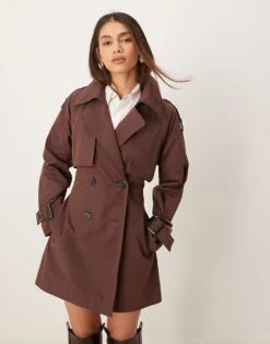 Abercrombie & Fitch Short Trench Coat In Brown For Women Light Grey -Abercro Clothing Shop 207916037 1 lightgrey 1