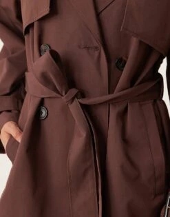 Abercrombie & Fitch Short Trench Coat In Brown For Women Light Grey -Abercro Clothing Shop 207916037 3