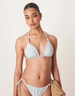 Abercrombie & Fitch Bead Detail Bikini Set In Blue -Abercro Clothing Shop 207916038 1 blue 1