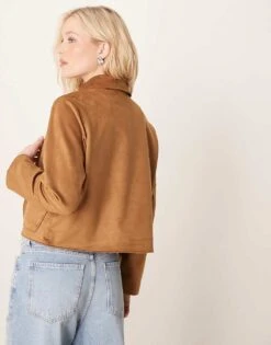 Abercrombie & Fitch Suede Jacket In Tan For Women -Abercro Clothing Shop 207916073 3