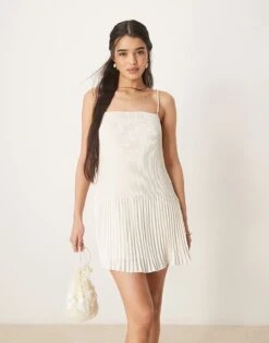 Abercrombie & Fitch Square Neck Bust Detail Structured Mini Dress In White For Women -Abercro Clothing Shop 207916084 1 white 1