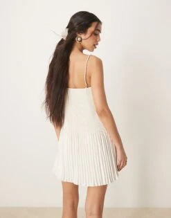 Abercrombie & Fitch Square Neck Bust Detail Structured Mini Dress In White For Women -Abercro Clothing Shop 207916084 4