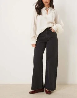 Abercrombie & Fitch High Rise Wide Leg Jean In Black For Women -Abercro Clothing Shop 207916126 1 black 1