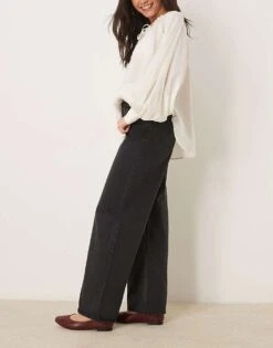 Abercrombie & Fitch High Rise Wide Leg Jean In Black For Women -Abercro Clothing Shop 207916126 3