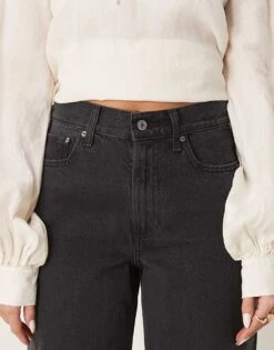 Abercrombie & Fitch High Rise Wide Leg Jean In Black For Women -Abercro Clothing Shop 207916126 5