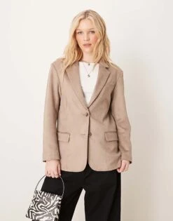 Abercrombie & Fitch Suede Blazer In Taupe For Women Dark Brown