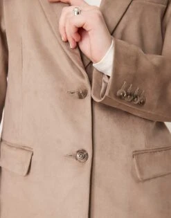 Abercrombie & Fitch Suede Blazer In Taupe For Women Dark Brown -Abercro Clothing Shop 207916153 3