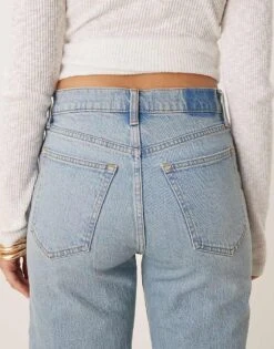 Abercrombie & Fitch High Rise 90's Fit Relaxed Jean In Distressed Wash For Women Blue Wash -Abercro Clothing Shop 207916167 4