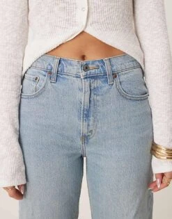 Abercrombie & Fitch High Rise 90's Fit Relaxed Jean In Distressed Wash For Women Blue Wash -Abercro Clothing Shop 207916167 5