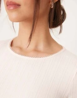 Abercrombie & Fitch Nightwear Long Sleeve Pointelle Top Co-ord In Light Pink For Women Pink Rose -Abercro Clothing Shop 207916195 3