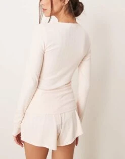 Abercrombie & Fitch Nightwear Long Sleeve Pointelle Top Co-ord In Light Pink For Women Pink Rose -Abercro Clothing Shop 207916195 4