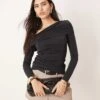 Abercrombie & Fitch Sheer Fold Over Top In Black For Women -Abercro Clothing Shop 207916263 1 black