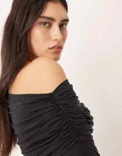 Abercrombie & Fitch Sheer Fold Over Top In Black For Women -Abercro Clothing Shop 207916263 4
