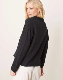 Abercrombie & Fitch Relaxed Textured Shirt In Black For Women Brown -Abercro Clothing Shop 207916304 3