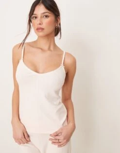 Abercrombie & Fitch Nightwear Pointelle Cami Top Co-ord In Light Pink For Women Pink Rose