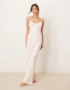 Abercrombie & Fitch Nightwear Pointelle Cami Top Co-ord In Light Pink For Women Pink Rose -Abercro Clothing Shop 207916346 4