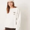 Abercrombie & Fitch Oversized Crewneck Graphic Knit Jumper In Beige For Women