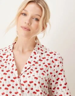 Abercrombie & Fitch Nightwear Button Up Top Co-ord In Cherry Print For Women -Abercro Clothing Shop 207916373 3